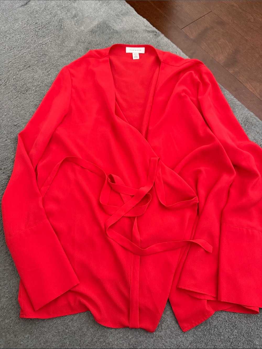 Topshop Red Wrap Blouse